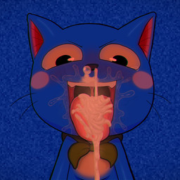 anthro belly black_eyes blue_background blue_body blue_fur blush bodily_fluids bubble cheek_spots cum cum_bubble cum_from_mouth cum_from_nose cum_in_mouth cum_in_nose cum_inside fur genital_fluids looking_at_viewer male mouth_shot multicolored_body multicolored_fur open_mouth pink_inner_ear pubes pubes_in_mouth pubes_on_face saliva saliva_on_face simple_background solo tears tongue tongue_out two_tone_body two_tone_fur whiskers white_belly white_body white_fur dulone fairy_tail happy_(fairy_tail) domestic_cat exceed felid feline felis mammal hi_res