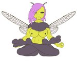 antennae_(anatomy) anthro breasts crossed_legs crosslegged_pose eyes_closed female hair meditation nipples purple_hair solo spread_wings wings yoga fedupfox animal_humanoid arthropod arthropod_humanoid humanoid hymenopteran hymenopteran_humanoid insect insect_humanoid wasp wasp_humanoid 5:4