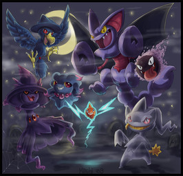 ambiguous_gender body_zipper feathered_wings feathers group membrane_(anatomy) membranous_wings moon open_mouth red_eyes star tail teeth tongue wings yellow_eyes zipper zipper_mouth kaceymeg nintendo pokemon banette gastly generation_1_pokemon generation_2_pokemon generation_3_pokemon generation_4_pokemon ghost gliscor misdreavus mismagius murkrow normal_rotom pokemon_(species) rotom spirit undead 2009