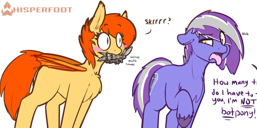 bat_wings cutie_mark dialogue duo feral hair male membrane_(anatomy) membranous_wings open_mouth simple_background text tongue tongue_out white_background wings conditional_dnp whisperfoot hasbro my_little_pony berry_frost fan_character arthropod bat_pony earth_pony equid equine horse insect lepidopteran mammal moth pony 2017 absurd_res digital_media_(artwork) english_text hi_res