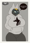 anthro big_breasts black_body black_fur bottomless breasts clothed clothing female fur genitals glowing glowing_eyes hood hoodie hoodie_only logo_on_clothing mask partially_clothed pointy_ears prick_ears pussy simple_background solo text thick_thighs topwear topwear_only knightmoonlight98 jessica_the_jackal anubian_jackal canid canine canis jackal mammal 2025 absurd_res digital_media_(artwork) english_text hi_res