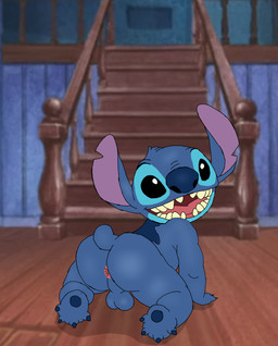 4_fingers all_fours anthro anus back_markings backsack balls black_eyes blue_body blue_claws blue_fur blue_nose blue_pawpads blue_toe_claws butt claws feet fingers fur genitals inside looking_at_viewer looking_back looking_pleasured male markings notched_ear open_mouth open_smile pawpads rear_view screencap screencap_background small_tail smile solo stairs tail teeth toe_claws toes unclejock disney lilo_and_stitch stitch_(lilo_and_stitch) alien experiment_(lilo_and_stitch) digital_media_(artwork) hi_res