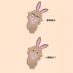 altered_perceptions biped bipedal_feral black_eyes brown_body brown_fur buckteeth comparison female feral fur rabbit_ears resting_bitch_face simple_background small_eyes solo tan_body tan_fur teeth text whiskers hiramatsu0602 disney hoppers_(disney) pixar dr._nisha_(hoppers) lagomorph leporid mammal rabbit 1:1 hi_res japanese_text