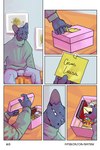 2:3 bastriw bed bedroom box clothing comic container domestic_cat felid feline felis furniture hairless hairless_cat hi_res inside male mammal note pato_(bastriw) purple_eyes sphynx_(cat) sweater text topwear url
