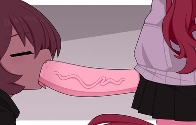 anthro anthro_on_anthro bodily_fluids bottomwear brown_body brown_fur brown_hair clothed clothed_sex clothing erection eyes_closed fellatio fully_clothed fur genitals gynomorph gynomorph/male hair hoodie humanoid_genitalia humanoid_penis intersex intersex/male long_hair long_penis male oral penile penis penis_in_mouth penis_nursing penis_poking_out penis_through_fly pink_body pink_fur red_hair saliva saliva_on_penis sex simple_background skirt tongue tongue_out tongue_out_fellatio topwear unzipped_skirt km-15 animal_humanoid felid felid_humanoid feline feline_humanoid humanoid mammal mammal_humanoid hi_res