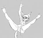 anthro anus biped breasts dancing feet female forehead_gem forked_tail front_view fur gem genitals grey_background hair inner_ear_fluff legs_up looking_at_viewer nipples pole pole_dancing presenting presenting_pussy pussy simple_background solo spread_legs spreading stripper tail tuft unusual_anatomy unusual_tail smekbo sereina felid feline lynx mammal digital_media_(artwork) hi_res monochrome