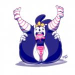 anthro big_breasts breasts butt clothing female flower footwear genitals legs_up legwear nude plant presenting pussy reclining simple_background socks solo swimwear tongue creamydonuts animaniacs warner_brothers dot_warner inkblot mammal 1:1 hi_res