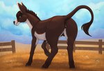 animal_genitalia animal_pussy anus belly bodily_fluids brown_body brown_fur butt clitoris equine_anus equine_genitalia equine_pussy female female_feral feral fur genital_fluids genitals green_eyes hooves looking_at_viewer looking_back open_mouth pink_clitoris pussy raised_tail rear_view solo tail tail_anus teats text udders white_belly conditional_dnp zenrii asinus donkey equid equine mammal absurd_res english_text hi_res