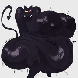 anthro areola belly big_areola big_belly big_breasts big_butt big_nipples black_body black_fur bodily_fluids breasts butt crouching female female_anthro fur glistening glistening_belly glistening_breasts glistening_thighs hands_behind_head huge_areola huge_belly huge_breasts huge_butt huge_nipples huge_thighs hyper hyper_belly hyper_breasts hyper_pregnancy nipples nude nude_anthro nude_female pink_sclera pregnancy_tally pregnant pregnant_anthro pregnant_female simple_background solo spade_tail sweat sweaty_belly sweaty_breasts sweaty_legs sweaty_thighs tail thick_thighs white_background writing_on_belly yellow_sclera adawndraws deltarune undertale_(series) friend_(deltarune) domestic_cat felid feline felis mammal 1:1 2026 absurd_res digital_drawing_(artwork) digital_media_(artwork) hi_res