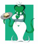 big_breasts breasts cleavage cleavage_cutout clothed clothing cutout female food fully_clothed green_background not_furry sandwich_(food) simple_background solo tentacles officialmossy deltarune undertale_(series) darkner hathy humanoid monster absurd_res hi_res