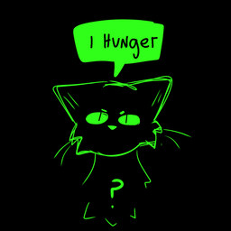 ambiguous_gender black_background dialogue feral fur green_eyes looking_at_viewer question_mark simple_background solo speech_bubble text toony whiskers sillypotatochipz mysterious_cat_(tumblr) digital_creature domestic_cat felid feline felis mammal 1:1 hi_res
