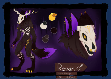 anthro antlers black_body black_ears black_fur black_tail dipstick_tail ear_piercing fur gold_(metal) gold_tooth golden_antlers golden_claws golden_fangs golden_markings horn male markings night nightsky pawpads piercing purple_inner_ear purple_markings purple_pawpads purple_tail sky solo stripes tail tail_markings tall teeth white_body white_fur white_markings white_stripes yellow_body yellow_eyes yellow_fur anonymous_artist american_mythology indigenous_north_american_mythology mythology north_american_mythology revan_(wade_black) canid canine hybrid mammal mythological_canine mythological_creature wendigo werecanid werecanine werecreature werewolf absurd_res alpha_channel hi_res