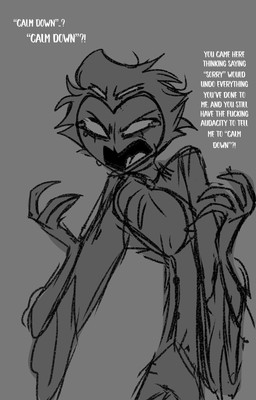 angry anthro bodily_fluids crying dialogue grey_background male simple_background solo standing tears text white_text yelling teathekook hellaverse helluva_boss stolas_(helluva_boss) avian bird owl owl_demon hi_res monochrome