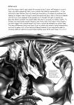 anthro date_natsuku dragon english_text greyscale hi_res male monochrome mythological_creature mythological_scalie mythology scalie solo text