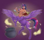 book breasts cauldron cutie_mark feathered_wings feathers female fingers fur hair horn magic moon multicolored_hair multicolored_tail navel nipples outside potion purple_body purple_eyes purple_fur simple_background solo spell tail taurification taurified transformation wings nauth european_mythology friendship_is_magic greek_mythology hasbro my_little_pony mythology twilight_sparkle_(mlp) centaur equid equid_taur equine humanoid_taur mammal mammal_taur mythological_creature mythological_equine taur winged_unicorn 2016 absurd_res hi_res