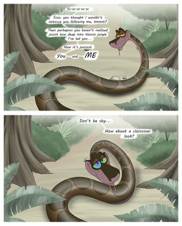 border brown_body brown_scales dialogue feral first_person_view forest forked_tongue hypnosis hypnotic_eyes hypnotizing_viewer looking_at_viewer male mind_control plant ringed_eyes scales snout solo talking_to_viewer tear_trough text tongue tongue_out tree white_border sleepylilfox the_jungle_book kaa_(jungle_book) python reptile scalie snake comic digital_drawing_(artwork) digital_media_(artwork) english_text hi_res