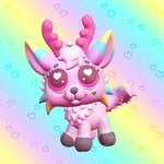 ambiguous_gender antlers chest_tuft chibi circle_eyebrows eyebrows feet feral fur fur_markings head_tuft heart_eyes heart_symbol horn markings paws pink_body pink_eyes pink_fur smile snout solo sparklefur spinning style_emulation superflat tail toeless_(marking) toony tuft birdiebeanz hasbro littlest_pet_shop fan_character canid canine canis deer hybrid mammal wolf 1:1 3d_(artwork) 3d_animation animated colorful_theme digital_media_(artwork) short_playtime turntable_(animation)