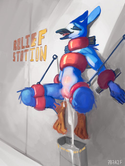 anthro beak bent_legs blue_body blue_feathers bodily_fluids bubble bucket collar container cuff_(restraint) cum cum_bubble cum_collecting cum_drip cum_from_vagina cum_in_bucket cum_in_container cum_in_vagina cum_inside dripping eyes_closed feathers feet female female_anthro free_use genital_fluids genitals inside nude nude_anthro nude_female open_mouth public public_use restrained restraints simple_background solo submissive submissive_anthro submissive_female suspension talons toes tongue vulva white_body white_feathers white_floor white_wall 7b7a2f avian bird hi_res