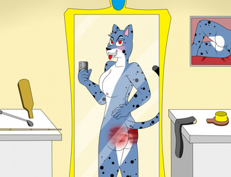 after_spanking anthro bdsm belt breasts brush butt butt_slap caning fangs female fur hairbrush markings masochism mirror mirror_selfie nipples nude nude_female reddened_butt selfie slap solo spank_marks spank_marks_on_ass spanked_butt spanking spanking_paddle spots spotted_body spotted_fur teeth tongue tongue_out maurispank felid mammal pantherine snow_leopard hi_res