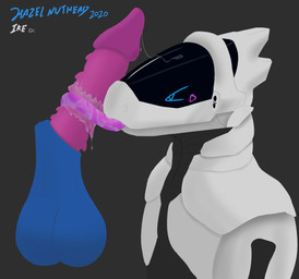 anthro balls bodily_fluids disembodied_penis duo genitals licking machine male oral penile penis penis_lick screen screen_face sex solo_focus tongue tongue_out hazel_nuthead ike_(hazel_nuthead) android robot synth_(vader-san) hi_res