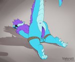 bdsm blindfold bondage bound genitals male penile_spines penis solo vekrott mythology dragon mythological_creature mythological_scalie scalie absurd_res hi_res