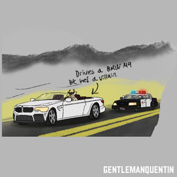 anthro caption car car_chase cloud cloudy_sky convertible landscape male police police_car police_chase police_vehicle road sky vehicle gentlemanquentin bmw bmw_m4 ford ford_crown_victoria talbot_hawthorne_(gentlemanquentin) black-tailed_deer deer human mammal 1:1
