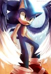 anthro biped blue_body blue_feathers blue_fur clothing feathered_wings feathers footwear fur gloves green_eyes handwear male shoes solo white_body white_feathers wings spacecolonie sega sonic_the_hedgehog_(series) sonic_the_hedgehog eulipotyphlan hedgehog mammal 2014 hi_res