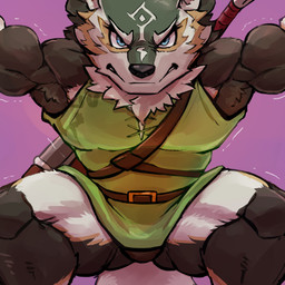 anthro biceps biped black_body black_fur blue_eyes bottomless bottomless_anthro bottomless_male clenched_teeth clothed clothed_anthro clothed_male clothing front_view fur furrowed_eyebrows green_body green_clothing green_fur green_shirt green_topwear large_comic looking_at_viewer male muscular muscular_anthro muscular_male pose pupils purple_background shirt shirt_only simple_background snout solo tail tan_body tan_fur teeth topwear topwear_only tremble_lines tunic_only white_body white_fur white_sclera waddledox nintendo the_legend_of_zelda link_(wolf_form) canid canine canis mammal wolf 1:1 2024 absurd_res comic digital_drawing_(artwork) digital_media_(artwork) hi_res portrait three-quarter_portrait