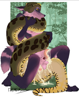2_penises anal animal_genitalia animal_penis anthro anthro_on_feral asphyxiation ball_tuft bestiality bodily_fluids coiling cum detached_sheath duo ejaculation feral feral_penetrating fur genital_fluids genitals head_first hemipenes leaking_precum male male/male multi_genitalia multi_penis penetration penis penis_tip pink_body pink_fur pink_sheath precum questionable_consent saliva sheath sheath_tuft simple_background swallowing tuft vore shikyotis skii_(character) anaconda boa_(snake) boinae canid canine fox mammal reptile scalie snake absurd_res hi_res