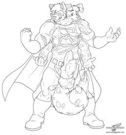 2_heads 2_penises 4_arms 4_balls 4_nipples 4_pecs animal_genitalia animal_penis anthro balls canine_genitalia canine_penis cape clothing conjoined diphallism erection floppy_ears fur fusion genitals gloves handwear knot male markings mask merging multi_arm multi_balls multi_genitalia multi_head multi_limb multi_nipple multi_pecs multi_penis multifur muscular muscular_anthro muscular_male nipples pecs penis sheath simple_background solo spots spotted_balls spotted_body spotted_fur spotted_genitalia superhero tail text torn_clothing vertical_diphallism wolfblade andrew_(yiffyhusky) jason_(yiffyhusky) timewarp_(character) alaskan_malamute canid canine canis dalmatian domestic_dog mammal nordic_sled_dog spitz black_and_white monochrome url