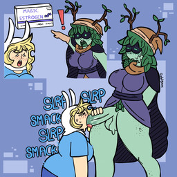 balls big_penis blush blush_lines bodily_fluids cloak clothed clothing duo estrogen fellatio female flustered genitals gesture green_body green_eyes gynomorph hand_gesture hat headgear headwear hormone_replacement_therapy intersex intersex/female kneeling kneeling_oral_position licking meme_pose nervous onomatopoeia oral pantsless partially_clothed penile penis penis_lick plant plant_hair pointing pseudo_hair pubes sex sound_effects standing sweat sweatdrop t4t text tongue tongue_out goblynn adventure_time cartoon_network fionna_and_cake fionna_and_cake_(franchise) two_soyjaks_pointing fionna_the_human huntress_wizard elemental_creature elemental_humanoid flora_fauna human humanoid mammal plant_humanoid 1:1 hi_res meme trans_(lore) trans_woman_(lore)