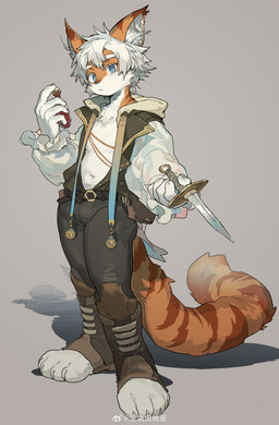 5_fingers anthro blue_eyes eyebrows fingers fur hair inner_ear_fluff kemono male orange_body orange_fur solo tail tuft white_hair milkybot hu_ku_li_(milkybot) domestic_cat felid feline felis mammal absurd_res hi_res