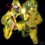 anthro armor beak cloth_(saint_seiya) cosplay duo feathered_wings feathers fight gold_saint male tail wings tezcatl-ayauhtli dragon_ball dragon_ball_z hasbro my_little_pony mythology saint_seiya toei_animation estevangel fan_character tezcatl avian capricorn equid equine gryphon horse humanoid mammal mythological_avian mythological_creature pony saiyan 1:1 crossover