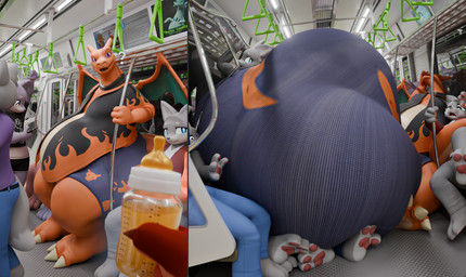 anthro baby_bottle balls big_balls big_bulge big_penis bulge detailed_bulge expansion female genital_expansion genital_outline genitals group huge_balls huge_bulge huge_penis hyper hyper_balls hyper_bulge hyper_genitalia hyper_penis male penis penis_expansion penis_outline public_transportation rapid_transit size_difference squish train two_panel_image vehicle tooeks keabuns_(modeler) mythology nintendo palworld pocketpair pokemon canid canine charizard chillet dragon generation_1_pokemon mammal mythological_creature mythological_scalie pal_(species) pokemon_(species) scalie absurd_res hi_res