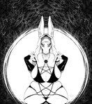 anthro armwear big_breasts biped breasts clothing female fishnet_armwear fishnet_clothing front_view huge_breasts looking_at_viewer mature_anthro mature_female nun occult_symbol pentacle pentagram potbelly slightly_chubby slightly_chubby_anthro slightly_chubby_female solo symbol thick_thighs wide_hips misscaine lilly_(waismuth) lagomorph leporid mammal rabbit 2023 absurd_res black_and_white hi_res monochrome