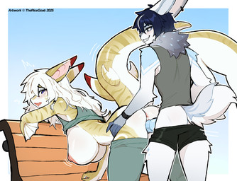 animal_genitalia animal_penis anthro anthro_on_anthro anthro_penetrated anthro_penetrating anthro_penetrating_anthro anus areola biped breasts butt canine_genitalia canine_penis clothed clothed_anthro clothed_female clothed_male clothing duo erection female female_penetrated genitals knot male male/female male_penetrating male_penetrating_female nipples penetration penile penile_penetration penis penis_in_vagina sex standing vaginal vaginal_penetration vulva thericegoat aquatic fish shark 2025 digital_drawing_(artwork) digital_media_(artwork) hi_res