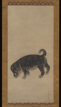 ambiguous_feral ambiguous_gender curled_tail digitigrade feral floppy_ears looking_down paws quadruped side_view simple_background solo standing tail young young_ambiguous young_feral unknown_artist public_domain canid canine canis domestic_dog mammal 17th_century absurd_res ancient_art hi_res monochrome painting_(artwork) traditional_media_(artwork) traditional_painting_(artwork)