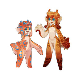 ambiguous_gender anthro blue_tentacles breasts brown_tentacles duo featureless_breasts featureless_crotch fingers multicolored_body multicolored_tentacles nude open_mouth orange_tentacles red_tongue sharp_teeth teeth tentacles tongue young color_fox aquatic absurd_res hi_res