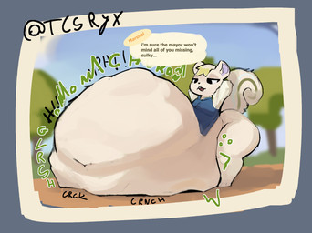 ambiguous_gender ambiguous_prey anthro anthro_pred arms_bent belly belly_on_ground big_belly big_butt biped black_nose black_text bloated blue_clothing blue_topwear blue_vest bodily_noises bone_breaking border bottomless bottomless_anthro bottomless_male brown_text butt calling_for_help churn clothed clothed_anthro clothed_male clothing cloud compression_sound_effect cracking crunch crushing_sound_effect curled_tail curved_text day death dialogue digestion digestion_noises ears_up ellipsis fatal_vore feet fully_inside fur glorsh green_text hair half-closed_eyes hands_behind_head huge_belly huge_butt huge_hips hyper hyper_belly imminent_death light long_sleeves looking_at_belly looking_at_own_belly looking_at_self looking_down looking_down_at_belly looking_down_at_self male male_anthro male_pred mass_vore monotone_belly monotone_butt monotone_face motion_lines mph! muffled multiple_prey narrowed_eyes nature nature_background navel onomatopoeia open_mouth orange_text outside path plant rumbling_stomach same_size_vore shirt short_hair shortened_sound_effect sky soft_vore solo sound_effect_variant sound_effects speech_bubble standing straight_leg tail talking_to_prey talking_to_viewer tan_hair text thick_thighs three-quarter_view topwear topwear_only tree twitter_handle unimpressed unseen_prey unwilling_prey vest vore vowelless vowelless_sound_effect vowelless_vocalization white_belly white_body white_butt white_clothing white_ears white_face white_feet white_fur white_shirt white_tail white_text_outline white_topwear wide_hips tcsrjx animal_crossing nintendo marshal_(animal_crossing) grey_squirrel mammal rodent sciurid tree_squirrel 2025 character_name digital_media_(artwork) digital_painting_(artwork) english_description english_text full-length_portrait hi_res lighting painting_(artwork) portrait shaded signature soft_shading