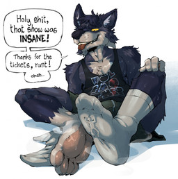 4_fingers 4_toes ambiguous_gender anthro black_body black_clothing black_fur black_shirt black_tank_top black_topwear blep bodily_fluids body_worship bottomwear clothing countershade_face countershade_feet countershade_fur countershade_hands countershade_neck countershade_torso countershading dark_body duo extreme_size_difference feet fingers foot_fetish foot_focus footwear forced fur green_bottomwear green_clothing green_shorts grey_body grey_countershading grey_fur inside_sock male male/ambiguous male_anthro micro musk musk_worship musky_feet one_sock pawpads plantigrade shirt shorts simple_background sitting size_difference smelly smelly_feet sock_fetish socks sweat sweatdrop sweaty_body sweaty_feet sweaty_legs sweaty_thighs tank_top toes tongue tongue_out topwear white_background yellow_eyes a_guy_somewhere polo_(claweddays) canid canine mammal hi_res shaded