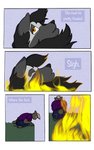 anthro brethegoat dialogue dialogue_box elemental_manipulation fantasy female fire fire_manipulation fur grey_body grey_fur hair magic magic_user teleport text bear canid canine fox mammal red_fox silver_fox true_fox 5:8 comic digital_media_(artwork) english_text hi_res