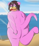 anthro anthrofied beach big_butt butt butt_grab detailed_background generation_1_pokemon hand_on_butt looking_back male nintendo outside overweight overweight_anthro overweight_male pawn pokemon pokemon_(species) pokemorph raised_leg rear_view sand sea seaside sky slowpoke solo water