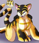 anthro anthrofied black_body black_fur breasts female fur nipples open_mouth open_smile pokemorph purple_background purple_eyes simple_background smile solo whiskers yellow_body yellow_fur yoshimister beta_pokemon_games nintendo pokemon pokemon_gold_beta beta_pokemon_(species) felid mammal pokemon_(species) raitora absurd_res hi_res