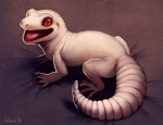 albino ambiguous_gender earhole feral happy open_mouth red_eyes simple_background solo tail thick_tail tongue amit falvie eublepharid gecko leopard_gecko lizard reptile scalie 2012 digital_media_(artwork)