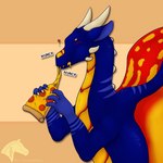 eating eating_food food holding_food holding_object male membrane_(anatomy) pepperoni pizza pizza_slice simple_background solo sound_effects wings lumadelun mythology zarvug_(zarvug) dragon mythological_creature mythological_scalie scalie 1:1 hi_res