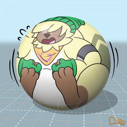 anthro beanie clothing fingerless_gloves fur gloves hair hair_over_eyes handwear hat headgear headwear kerchief long_ears male neckerchief neckwear orb shocked solo transformation yellow_body yellow_fur donhp bandai_namco digimon angoramon digimon_(species) 1:1 hi_res