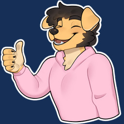 anthro black_hair clothing eyes_closed facial_hair fangs fur gesture hair hand_gesture hoodie male open_mouth open_smile sideburns smile solo teeth thumbs_up topwear yellow_body yellow_fur frank_motta nao_o'connor bird_dog canid canine canis domestic_dog golden_retriever hunting_dog mammal retriever 1:1 alpha_channel