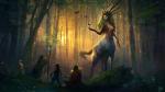 convenient_censorship detailed_background fantasy female forest group hair hair_covering_breasts magic magic_user nature outside plant plant_antlers size_difference sunset tree rob_joseph avian bird cervine cervine_taur deer deer_taur deity mammal mammal_taur nature_spirit taur 16:9 2014 censored hi_res widescreen