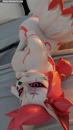 anthro breasts butt female female_anthro fur hair inner_ear_fluff inside looking_at_viewer lying multi_tail nipples nude on_front pink_hair pink_nipples plant profanity selfie sleeping_bag solo tail teasing text tuft white_body white_fur dragonantojos epic_games fortnite kimiko_five-tails canid canine fox mammal 3d_(artwork) 4k 9:16 absurd_res digital_media_(artwork) english_text hi_res