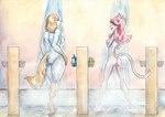 anthro breasts butt duo female hair nipples nude pink_body pink_hair shower social_nudity steam water wet souleatersaku90 aggretsuko cattanooga_cats hanna-barbera netflix sanrio inui_(aggretsuko) kitty_jo borzoi canid canine canis domestic_cat domestic_dog felid feline felis hunting_dog mammal sighthound crossover hi_res tagme